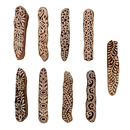 Set of 9 Piece New Mix Wooden Printing Blocks